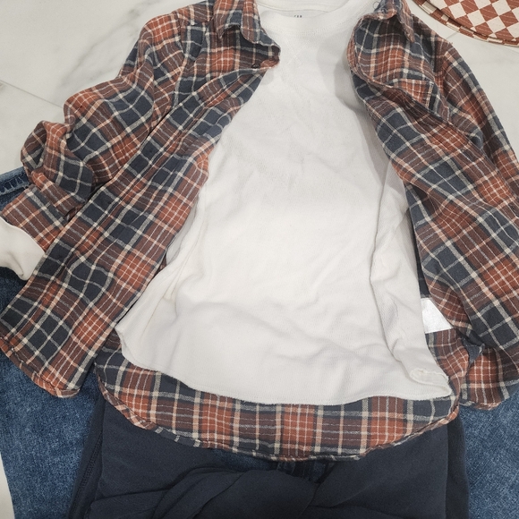 [ COTTON ON] boys size 9-10 plaid coral,gray  long sleeve button up  shirt - Picture 8 of 16